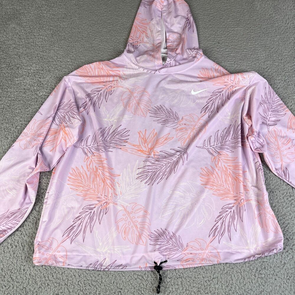 NIKE  Cover Up Hoodie Womens Medium Pink Purple Mesh Lightweight Stretch Pool
